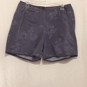 J Jill size 10 blue grey shortsfloral paisley